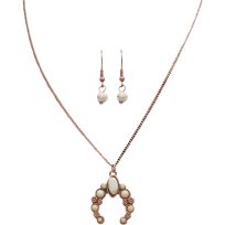 SILVER STRIKE Copper & Ivory Blossom Necklace Set, DNE0736CBIV