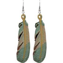 SILVER STRIKE Feather Earrings, DE0527GR