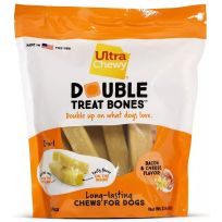 Ultra Chewy® Double Treat Bones, Bacon & Cheese, 8-Count, 8009, 22.4 OZ