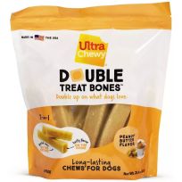 Ultra Chewy® Double Treat Bones, Peanut Butter, 8-Count, 8023, 22.4 OZ