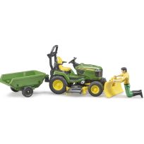 Bruder Toys Bworld John Deere Lawn Tractor with Trailer & Figure, 9824