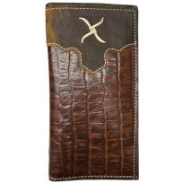 Twisted X Embroidered X Brown Leather Rodeo / Travel Wallet, XRC-9, Brown