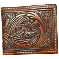 Twisted X Floral Tooling Leather Bifold Wallet, XWC3-B2, Brown / Black