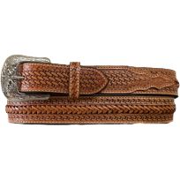 Twisted X Braided Center with Overlay Billets Leather Belt