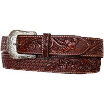 Twisted X Floral & Basket Weave Tooling Leather Belt