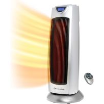 Comfort Zone Oscillating Ceramic Tower Heater with Remote, 123722, Silver