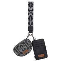 Wrangler Southwest Print Dual Pouch Wristlet, WG2212-W0051BK, Black