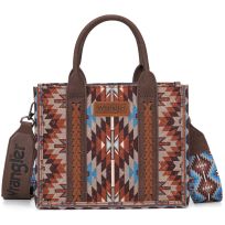 Wrangler Canvas Aztec Tote/Crossbody Bag, WG2213-8120SCF, Coffee