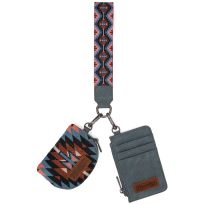 Wrangler Aztec Print Dual Pouch Wristlet, WG2213-W0051NY, Navy