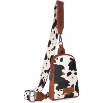 Wrangler Cow Print Sling Bag, WG133-210BR, Brown