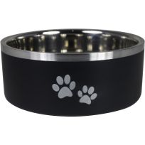 IndiPets™ Stainless Steel Max Pet Bowl with Paws, 800573, Black, 16 OZ