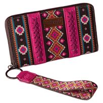 Wrangler Canvas Aztec Wallet/Wristlet, WG2203-W006HPK, Hot Pink