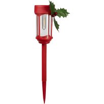 MOONRAYS® Solar Striped Christmas Stake Light with Filament LED with Greenery, 21979, Red