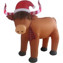 A Holiday Company Inflatable Candy Cane Highland Cow, 70000021, 7 FT
