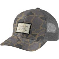 Carhartt Wool Mesh-Back Camo Logo Patch Cap, 107003-GM5, Khaki Vintage Camo, One Size Fits Most
