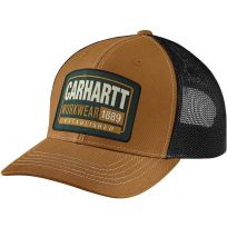 Carhartt Canvas Mesh-Back Workwear Patch Cap, 107004-BRN, Carhartt Brown, One Size Fits Most