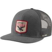 Carhartt Washed Duck Flat Brim Eagle Graphic Cap, 107347-GVL, Gravel, One Size Fits Most