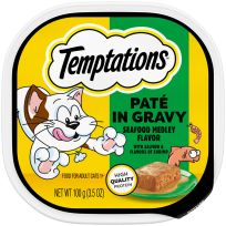 Temptations™ Seafood Medley Flavor Pate in Gravy Wet Cat Food, 474-702-15, 3.5 OZ Can