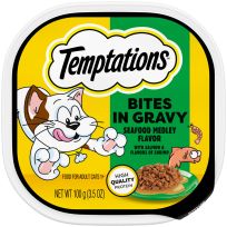 Temptations™ Seafood Medley Flavor Bites in Gravy Wet Cat Food, 474-705-15, 3.5 OZ Can