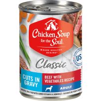 Chicken Soup For The Soul Classic Cuts in Gravy Wet Dog Food, Beef with Vegetables Recipe, 12-Pack, 441-311-15, 13.2 OZ Can