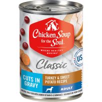 Chicken Soup For The Soul Classic Cuts in Gravy Wet Dog Food, Turkey & Sweet Potato Recipe, 12-Pack, 441-312-15, 13 OZ Can