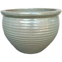 Imports Exclusive Round Ribbed Ceramic Garden Planter