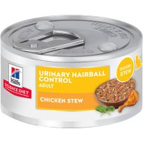 Hill's Science Diet Adult Urinary & Hairball Control Wet Cat Food, Chicken & Vegetable Stew, 609185, 2.9 OZ Can