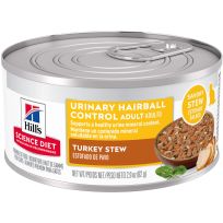 Hill's Science Diet Adult Urinary & Hairball Control Wet Cat Food, Turkey & Vegetable Stew, 609186, 2.9 OZ Can