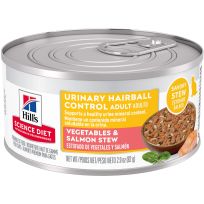 Hill's Science Diet Adult Urinary & Hairball Control Wet Cat Food, Vegetable & Salmon Stew, 609188, 2.9 OZ Can
