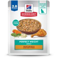 Hill's Science Diet Adult Perfect Weight Wet Cat Food, Vegetables & Chicken Stew, 609194, 2.8 OZ Pouch
