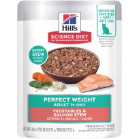 Hill's Science Diet Adult Perfect Weight Wet Cat Food, Vegetables & Salmon Stew, 609195, 2.8 OZ Pouch