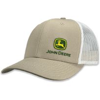 John Deere Offset Trademark Mesh Cap, 01Z9-02X6-JDR-GPG, Khaki, One Size Fits Most