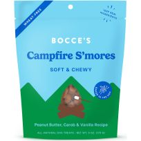 BOCCE'S Campfire S'mores Soft & Chewy Dog Treat, Peanut Butter, Carob, & Vanilla Recipe, BCB-A10111, 6 OZ Bag