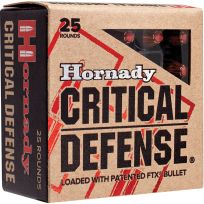 Hornady® Critical Defense® Handgun Ammo, 40 S&W, 165 Grain, FTX®, 25-Rounds, 91340