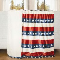 Carstens Plush Sherpa Throw Blanket, Americana, JP900, 54 IN x 68 IN