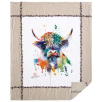 Carstens Plush Throw Blanket, Unlined Highland Cow, DC143, 54 IN x 68 IN