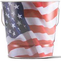 Tiki® Citronella Wax Candle Metal American Flag Bucket, 1412122, Red / White / Blue, 16 OZ