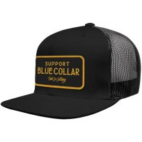 TROLL CO SBC Barricade Flat Brim Trucker Hat, TC2832, Black, One Size Fits Most