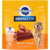 Pedigree® DENTASTIX™ Large Breed Dental Care Dog Treats, Bacon Flavor, 32-Count, 474-444-15, 1.67 LB Bag