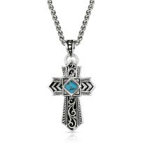 Montana Silversmiths Slvr Men's Cross Necklace, NC6274