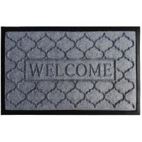DHTG Rubber/Poly Fashion Trends "Welcome" Doormat, FT1830-41GY, Grey, 18 IN x 30 IN