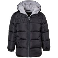 Ixtreme Youth Solid Hooded Puffer Jacket, Assorted Sizes, IX-954591-BLK, Black