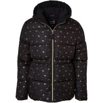 Pink Platinum Kids Foil Bow Hooded Puffer Jacket, Assorted Sizes, PP-854768-BLK, Black