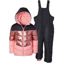 Pink Platinum Kids Colorblock Snowsuit, Assorted Sizes, PP-858818-EBY, Ebony