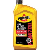 PENNZOIL® High Mileage Full Synthetic 0W-20 Motor Oil, 550069989, 1 Quart