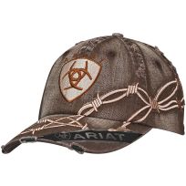 Ariat® Shield Logo with Barbwire Cap, 1509802, Brown, One Size Fits Most