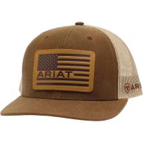 Ariat® Flag Leather Patch Cap, A300008902, Brown, One Size Fits Most