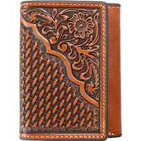 NOCONA Trifold Wallet Floral/Basketweave Embossing, N5446608, Tan