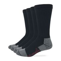 Wrangler RIGGS WORKWEAR® Steel Toe Comfort Work Sock, 4-Pack, 4/9440, Black, 10 - 13