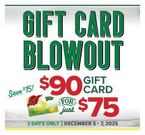 Bomgaars Gift Card Blow Out!!!! $90 for $75. December 5-6-7, 2025